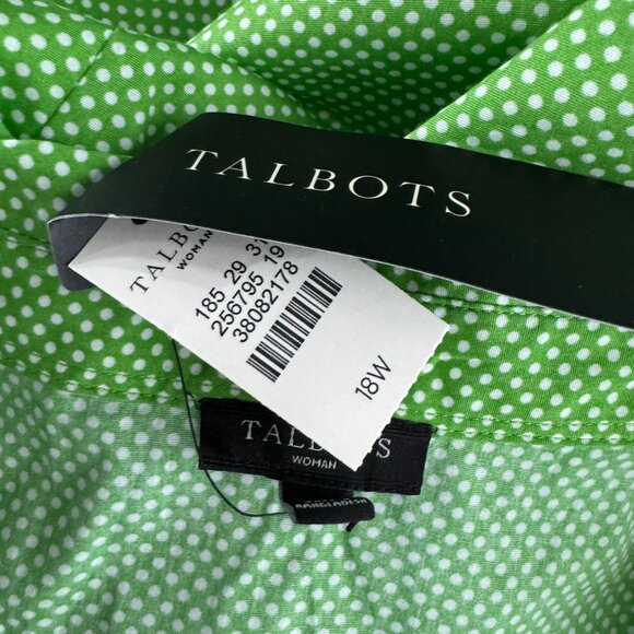 Talbots Surplice Blouse Top 18W Green White Polka Dot Sleeveless NWT TP-3183 - Picture 7 of 9